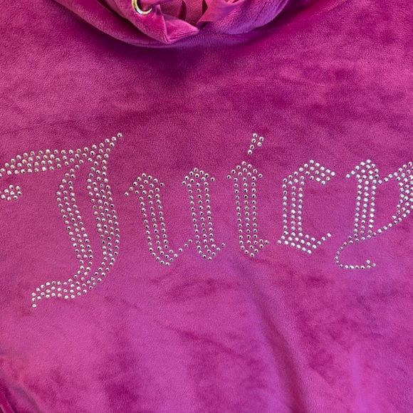 Juicy Couture Magenta Velour Hoodie | XL | Cropped Sleepwear 🩷💗✨ Y2K - Picture 8 of 16